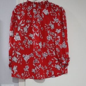 Adrienne Vittadini Red Floral Blouse